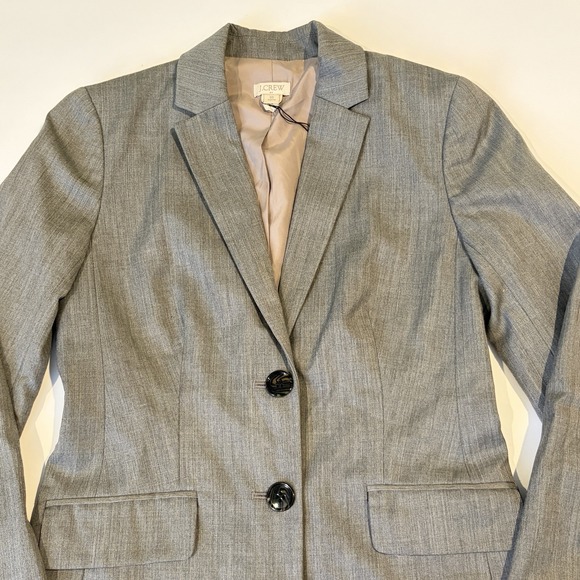 J Crew Wool Blend Blazer Jacket Petite 00P Gray Classic Career Academia Capsule - Picture 2 of 14